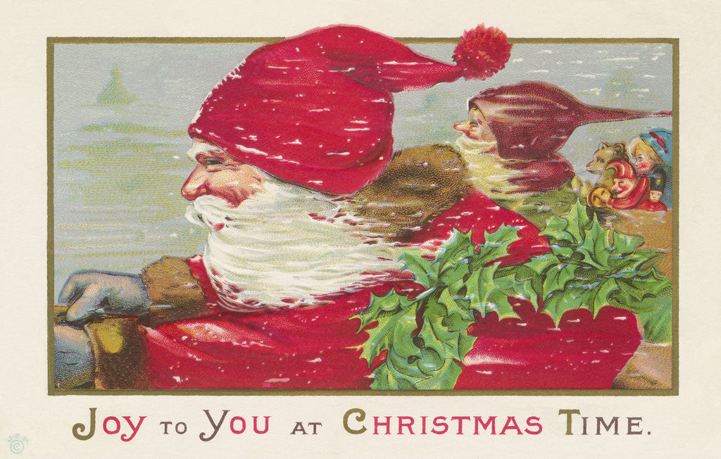 Detail of Joy to You at Christmas Time Postcard by Anonymous