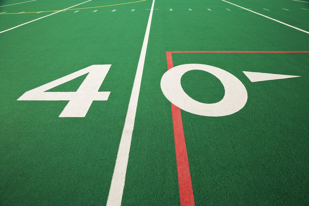 Detail of Forty Yard Maker on Football Field by Corbis