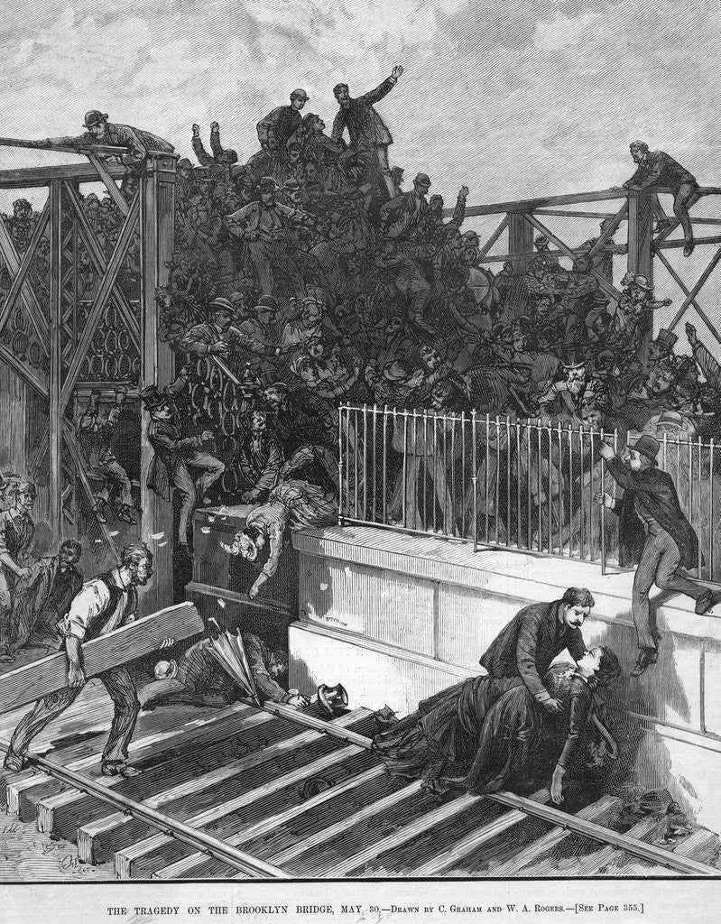 Detail of The Tragedy on the Brooklyn Bridge, May 30 Illustration by Anonymous