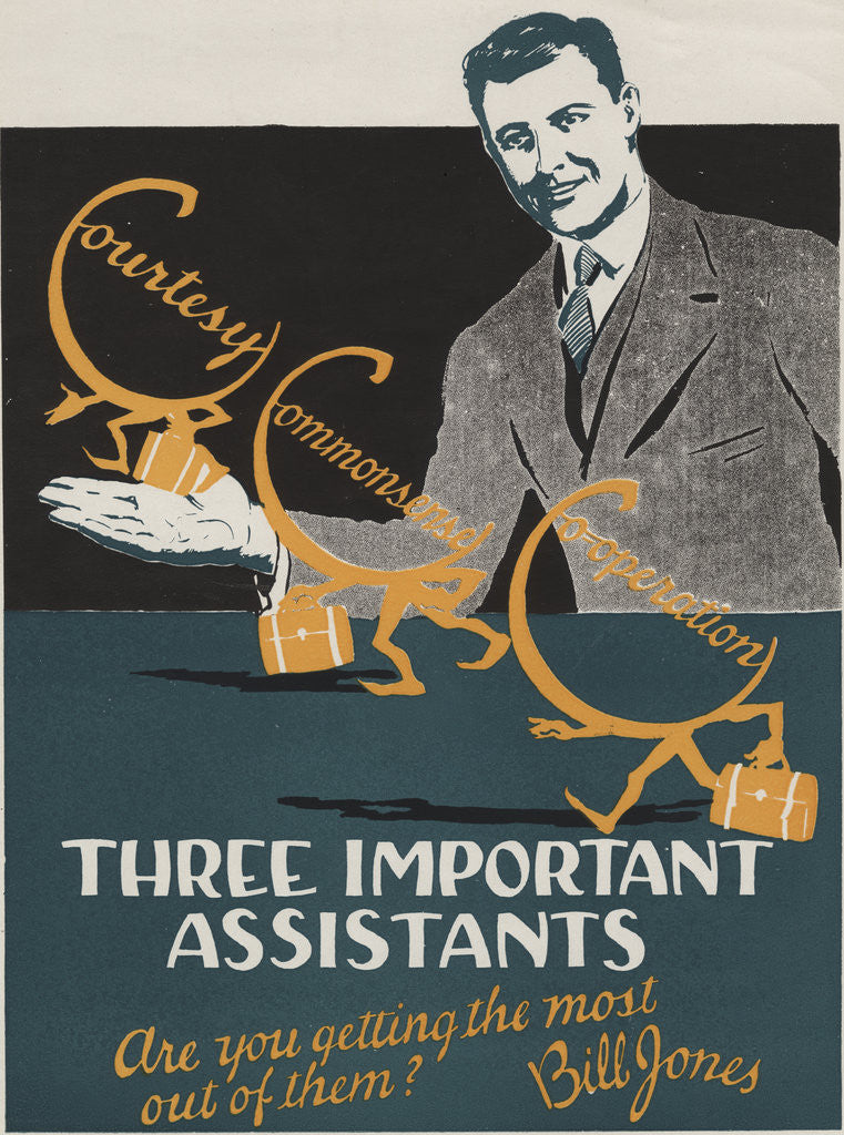 Detail of Three Important Assistants Motivational Poster by Corbis