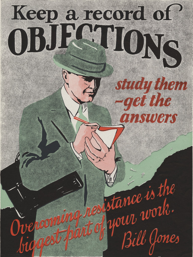 Detail of Keep a Record of Objections Motivational Poster by Anonymous