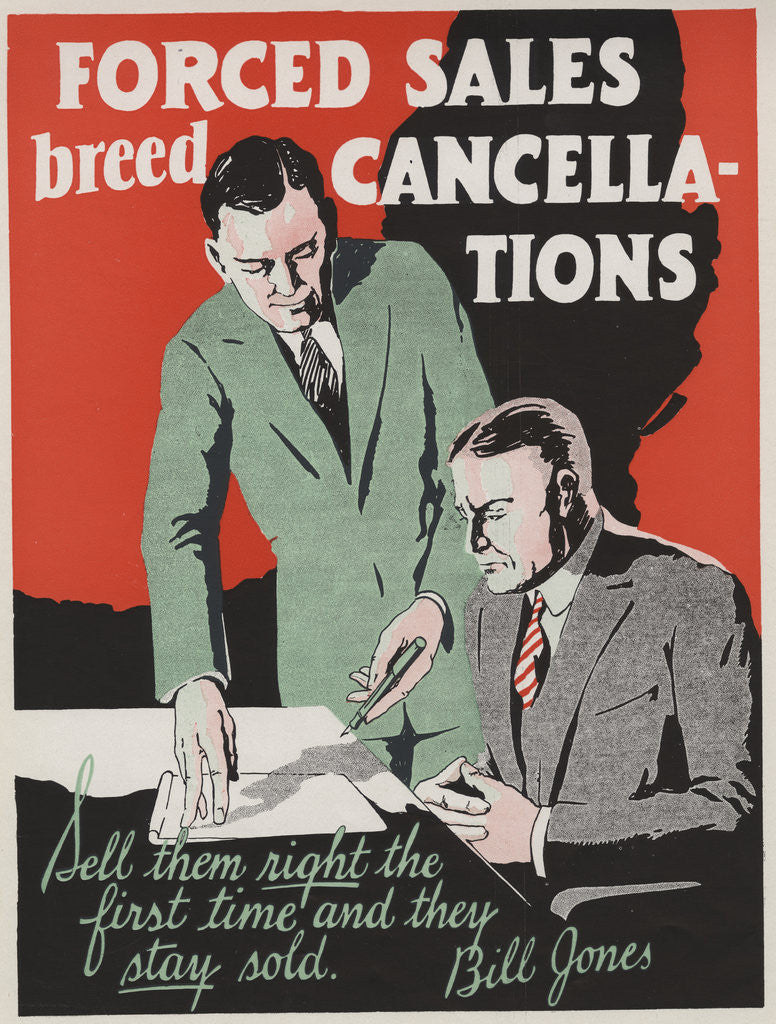 Detail of Forced Sales Breed Cancellations Motivational Poster by Corbis