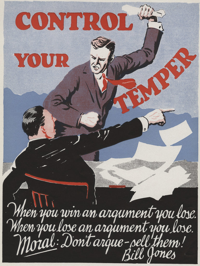 Detail of Control Your Temper Motivational Poster by Anonymous