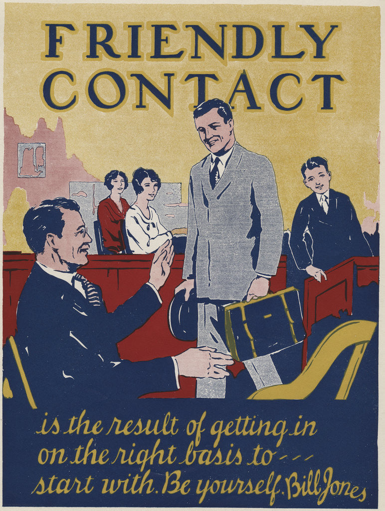 Detail of Friendly Contact Motivational Poster by Corbis