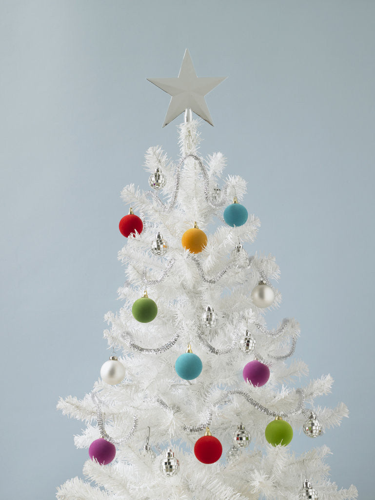 Detail of White Christmas tree by Corbis