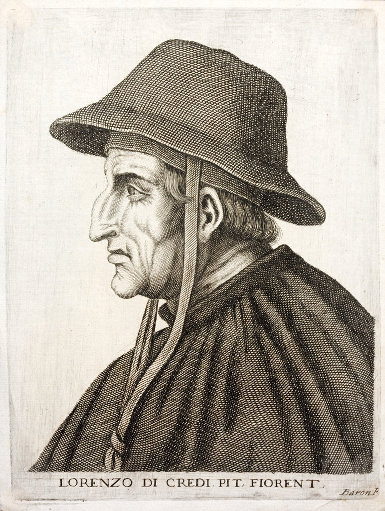 Detail of Profile Portrait of Lorenzo de Credi by Anonymous