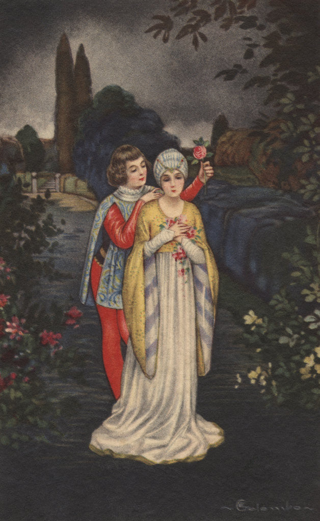 Detail of Postcard of Courting Couple by Anonymous