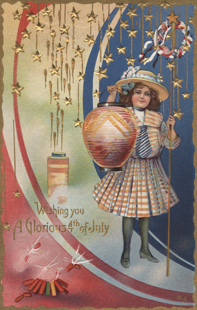 Detail of Wishing You a Glorious Fourth of July Postcard by Corbis