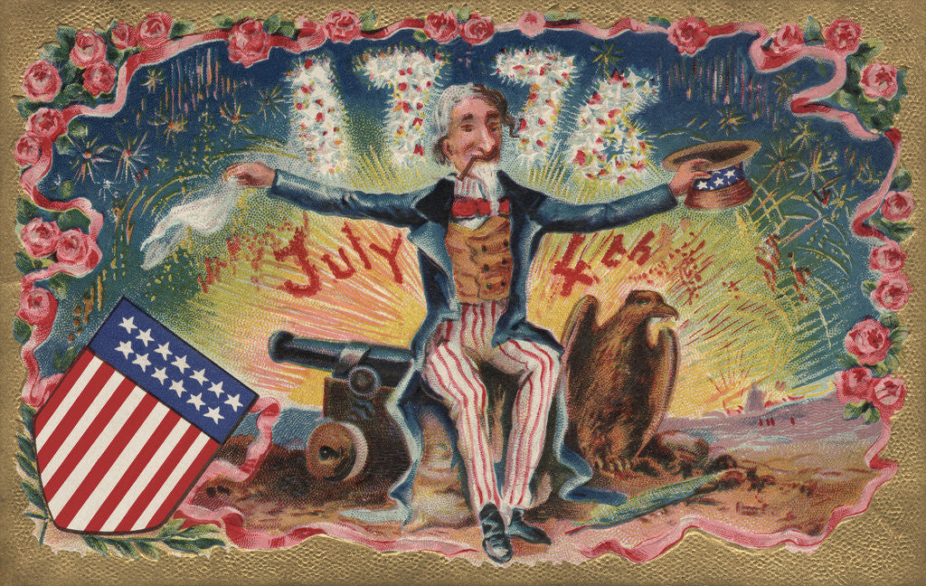 Detail of Fourth of July Postcard with Uncle Sam by Anonymous