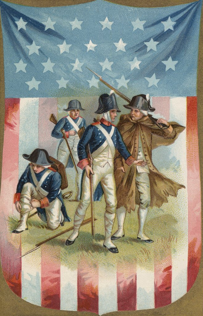 Detail of Fourth of July Postcard with Continental Soldiers by Anonymous