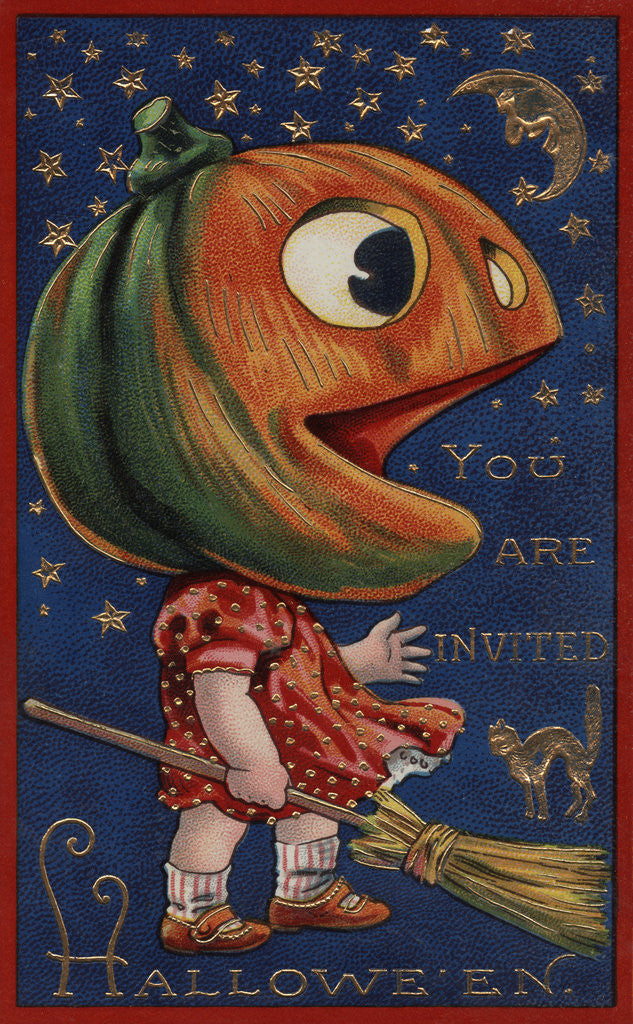 Detail of You Are Invited Halloween Postcard by Anonymous