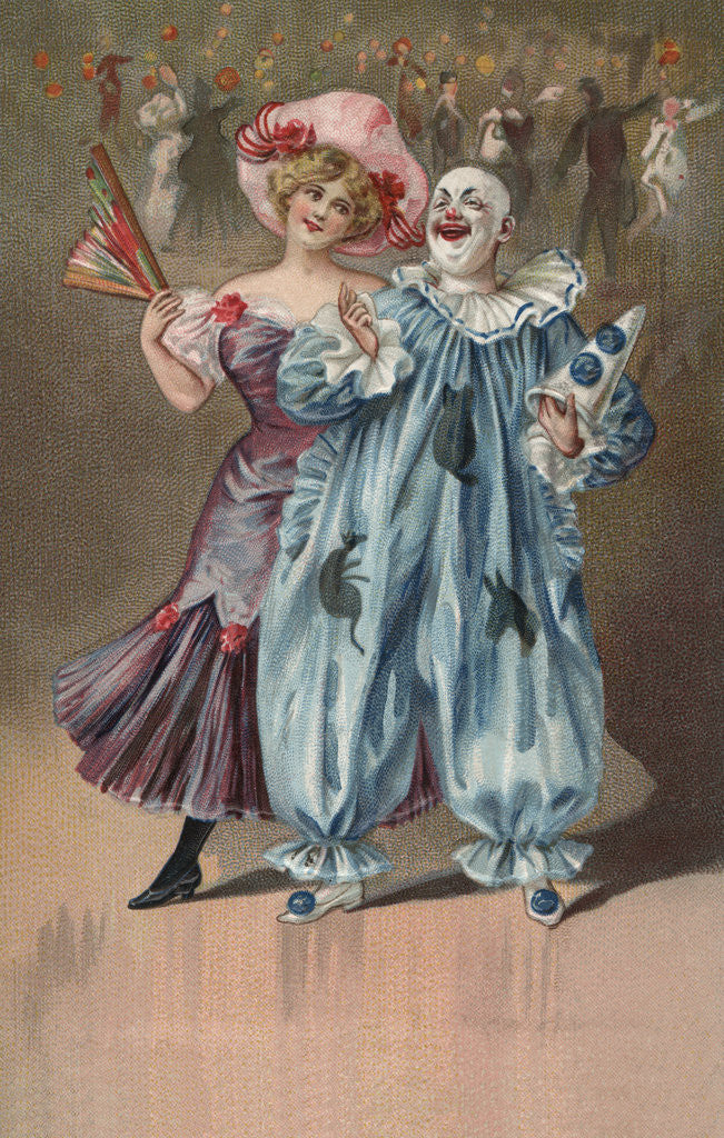 Detail of Postcard with Man and Woman at Carnival by Anonymous