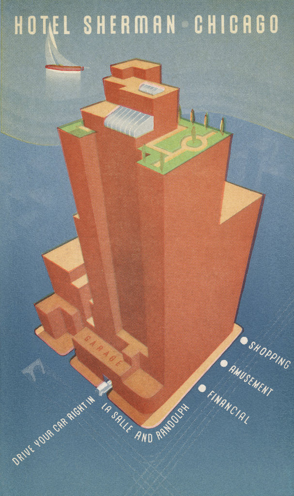 Detail of Hotel Sherman Chicago Postcard by Anonymous
