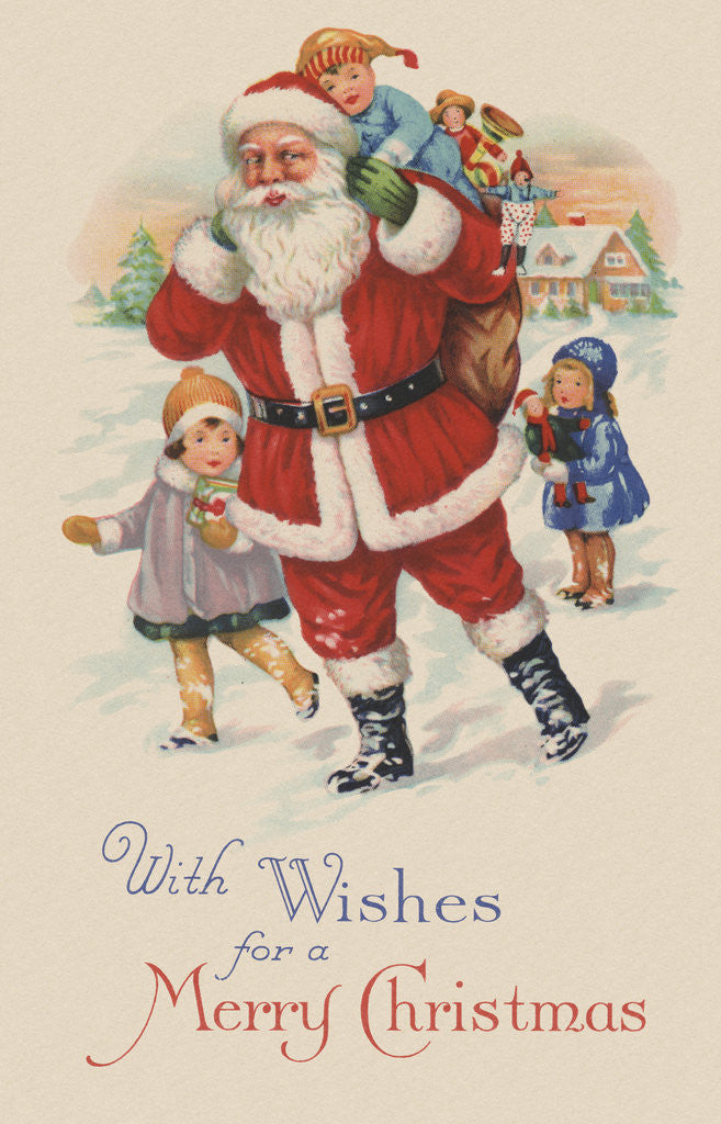 Detail of With Wishes for a Merry Christmas Postcard by Anonymous