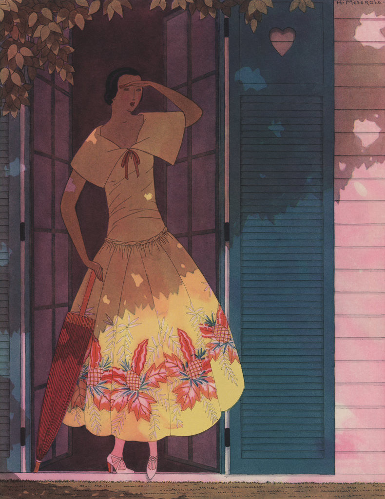 Detail of Illustration of Woman in Yellow Dress by Harriet Meserole