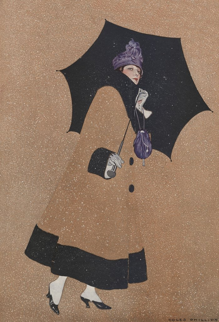 Detail of Illustration of Woman Holding Umbrella by Coles Phillips