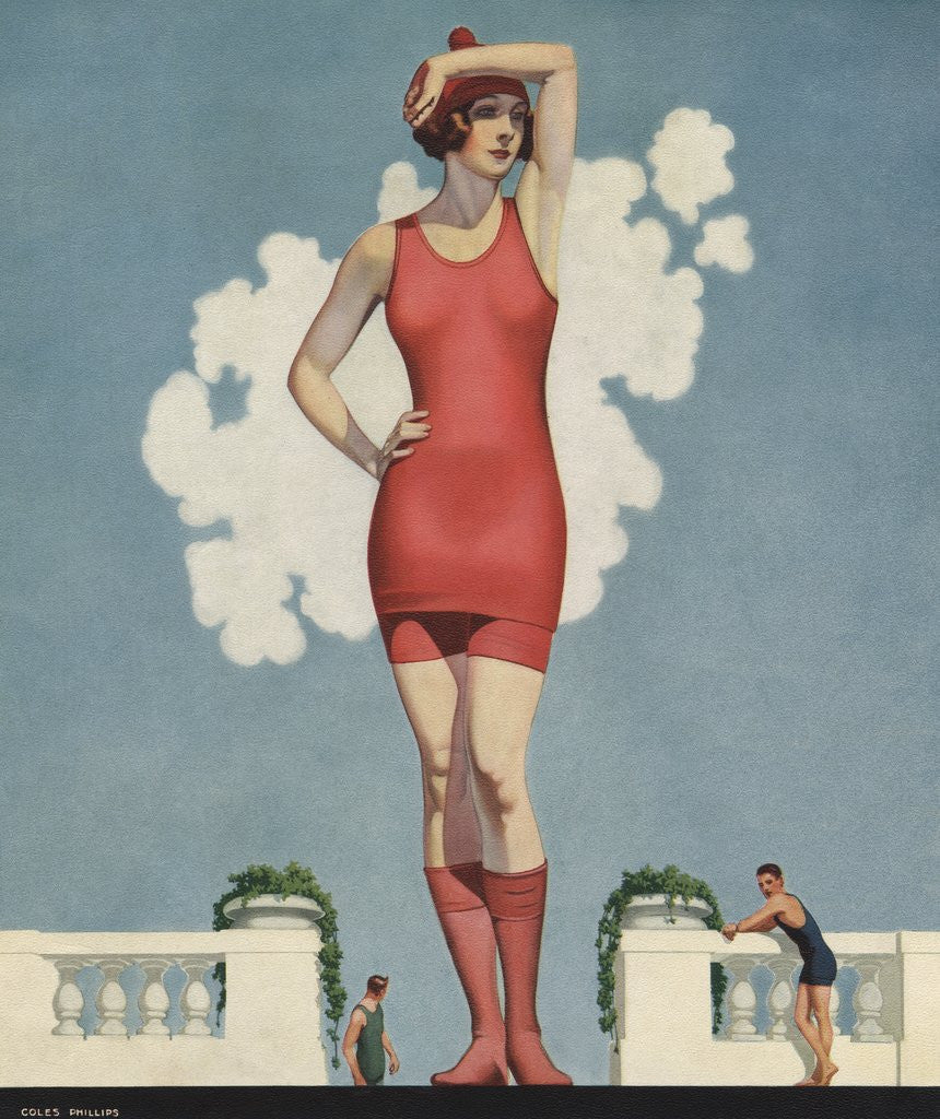 Detail of Illustration of Woman in Swimsuit by Coles Phillips