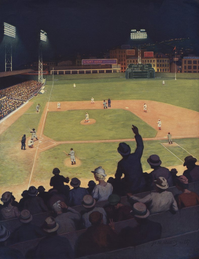 Detail of Illustration of First Major League Game Played Under Floodlights by H.M. Molt-Smith