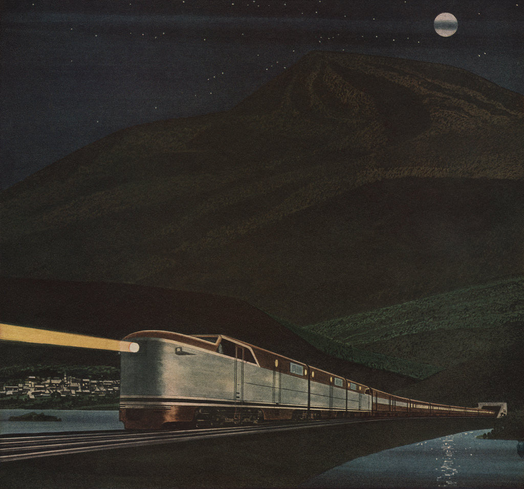 Detail of Illustration of Train at Night by Anonymous