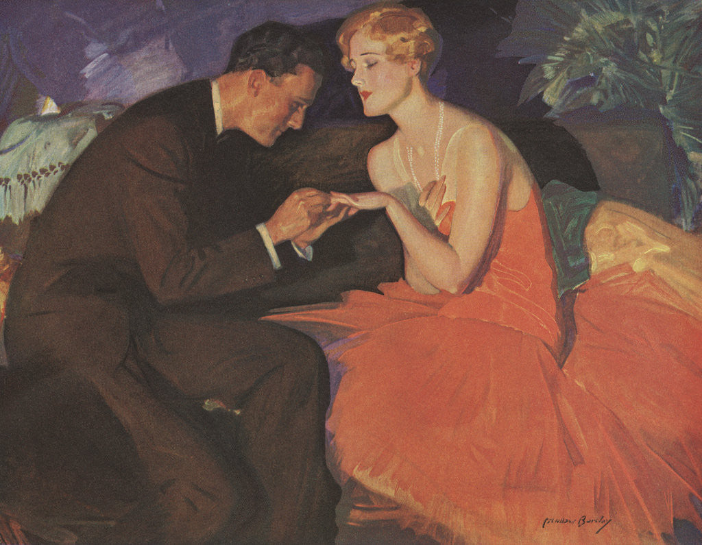 Detail of Illustration of a Couple Getting Engaged by McClelland Barclay