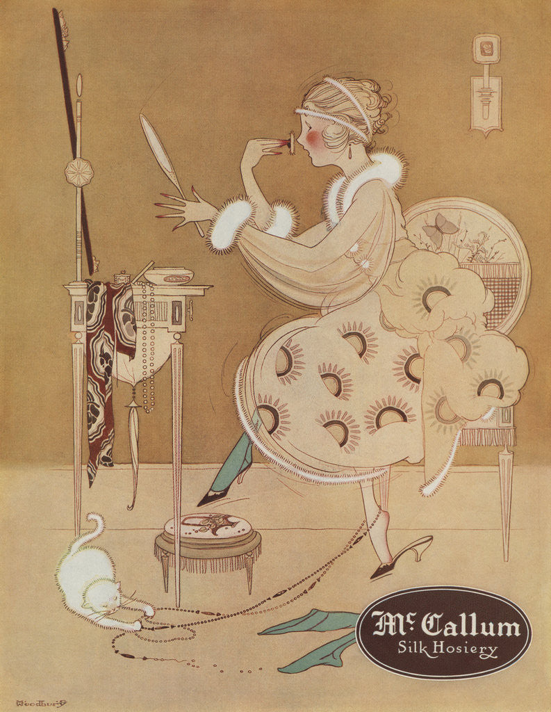Detail of McCallum Silk Hosiery Advertisement by M.C. Woodbury