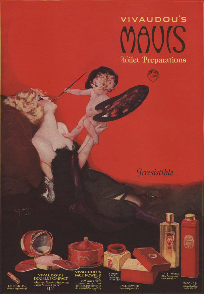 Detail of Vivaudou's Mavis Toilet Preparations Advertisement by Henry Clive