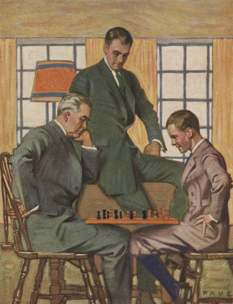 Detail of Illustration of Men Playing Chess by Herbert Paus