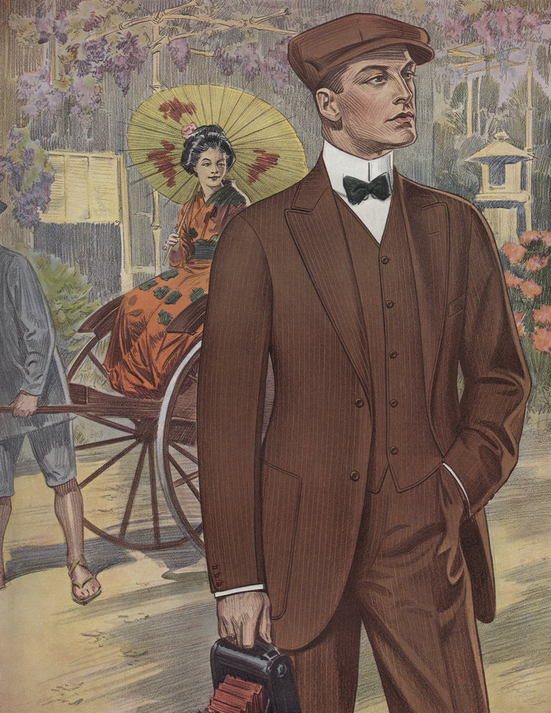 Detail of Royal Tailors Illustration of Man Vacationing in Japan by Anonymous