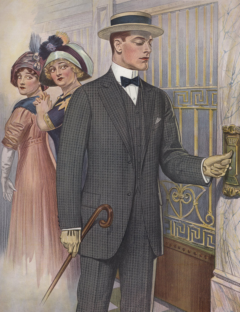 Detail of Royal Tailors Illustration of Man in Hotel Foyer by Anonymous