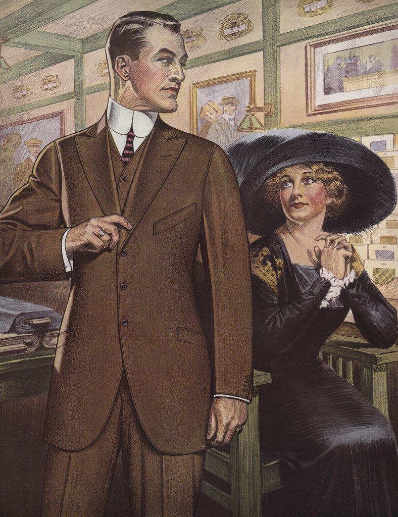Detail of Royal Tailors Illustration of Man Trying on New Suit by Anonymous