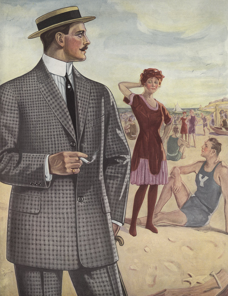 Detail of Royal Tailors Illustration of Man Wearing Suit at Beach by Anonymous