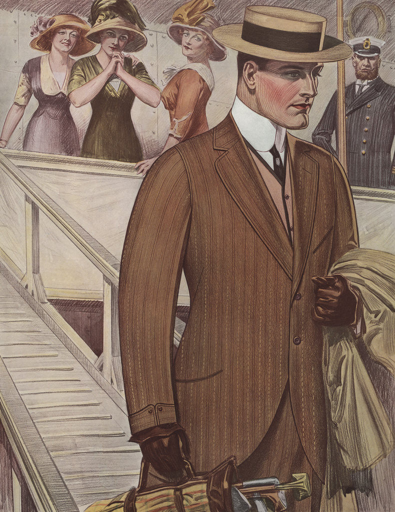 Detail of Royal Tailors Illustration of Man Disembarking from Ship by Anonymous
