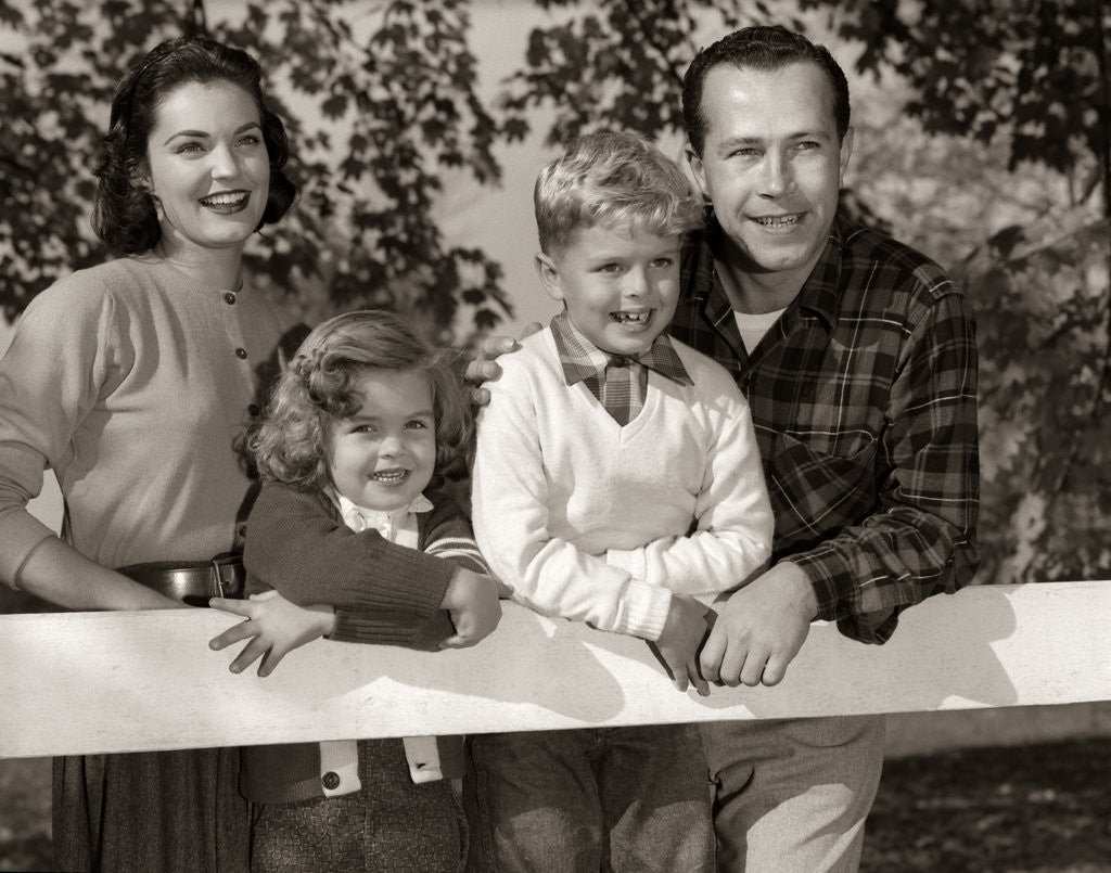 Detail of 1950s Family Outside Mother Father Son Daughter by Anonymous