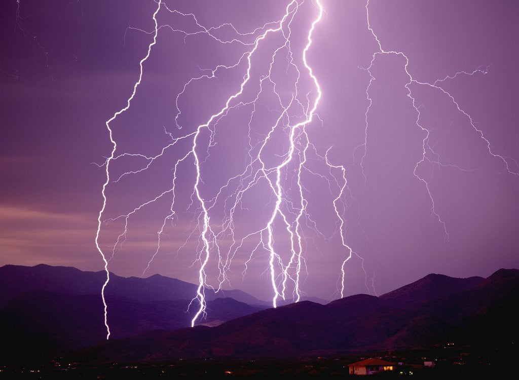Detail of Lightning Strikes in the Foothills near Tucson by Anonymous