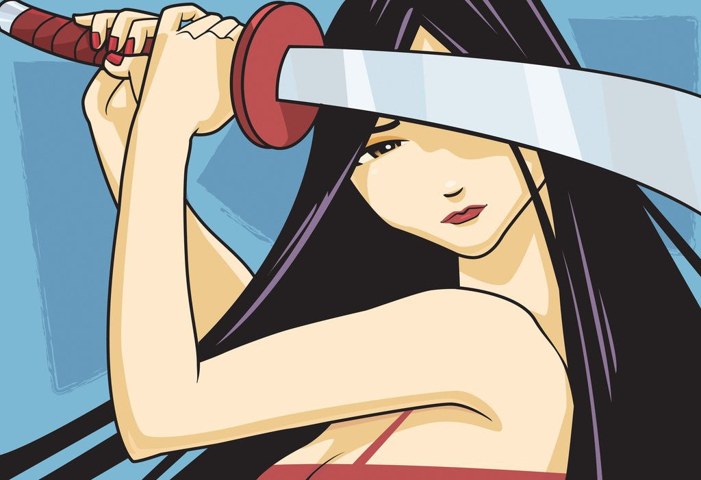Detail of Anime Fighter with Sword by Corbis