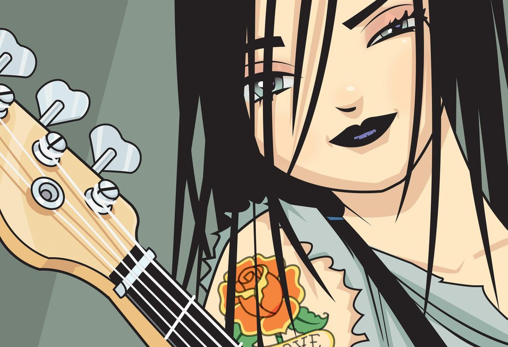Detail of Girl with Guitar by Corbis
