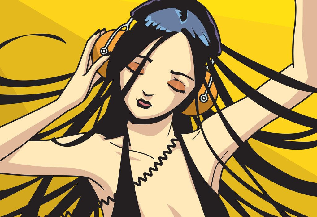 Detail of Girl with Headphones by Anonymous