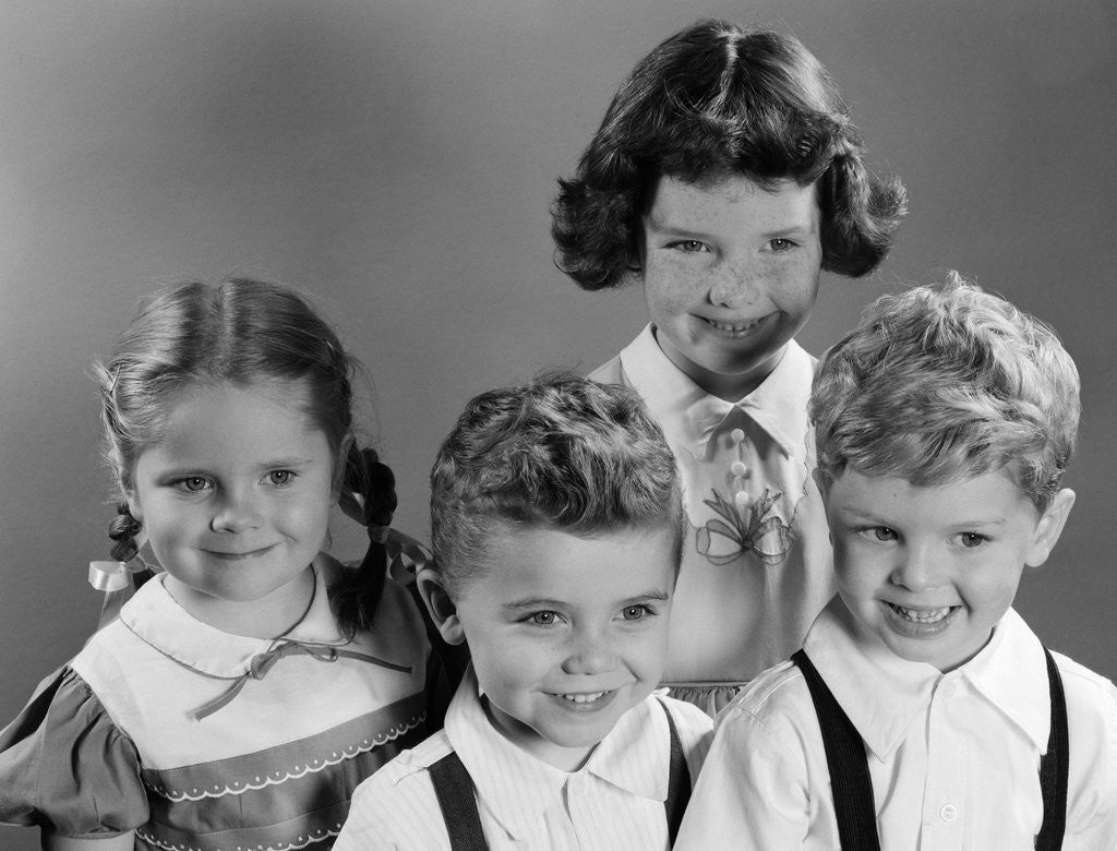 Detail of 1950s Portrait Of Four Children Two Boys And Two Girls by Anonymous