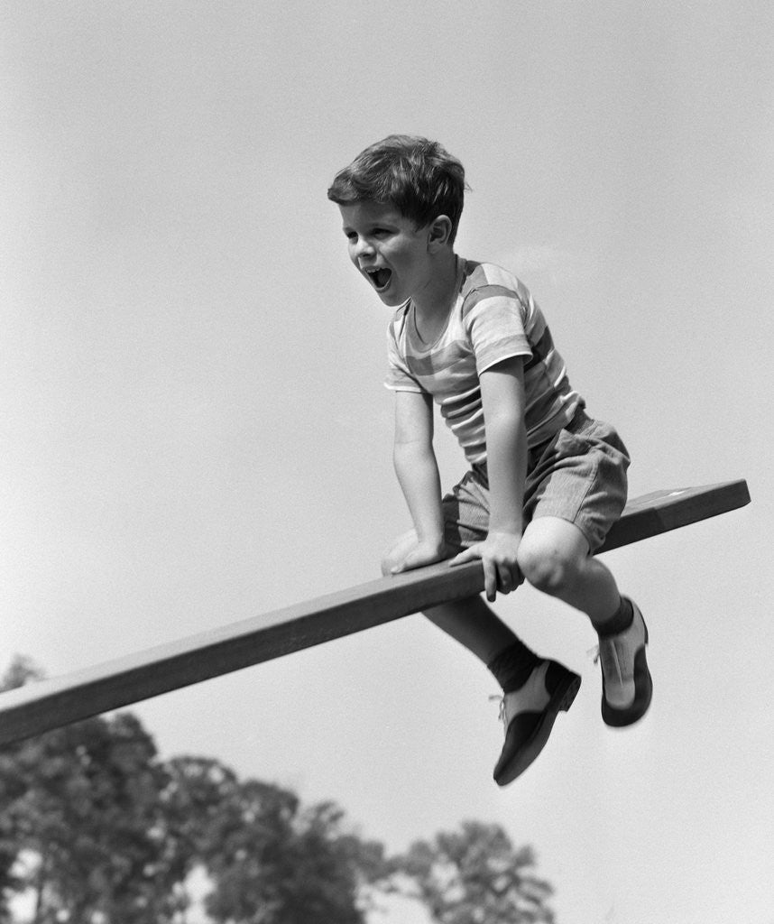 Detail of 1930s 1940s Excited Boy On Seesaw Playing by Anonymous