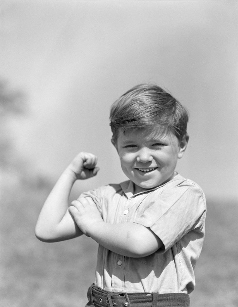 Detail of 1930s Boy Making Strong Muscle Flexing Arm by Anonymous