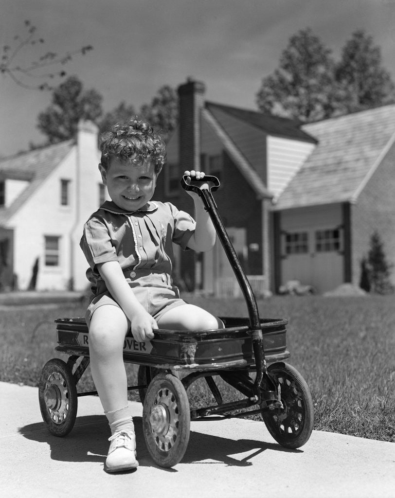 Detail of 1940s Boy Sitting In Wagon by Anonymous