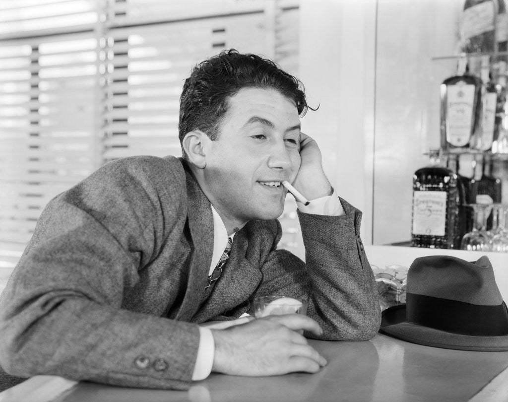 Detail of 1940s 1950s Drunk Man Leaning On Bar by Anonymous