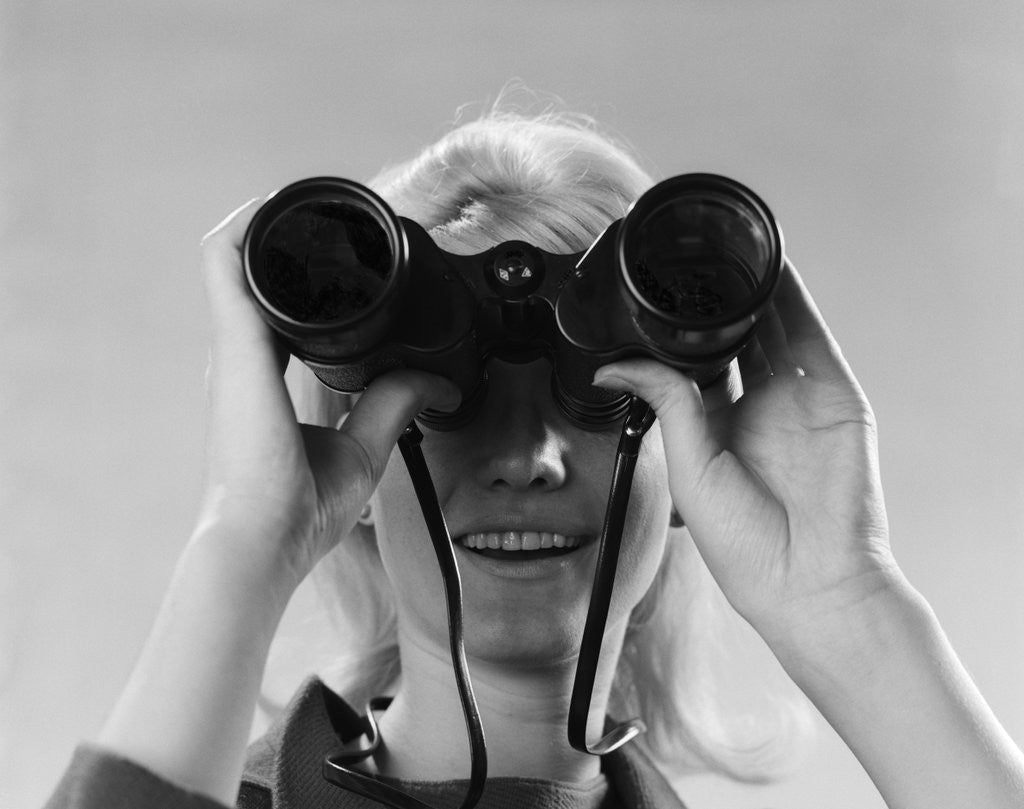 Detail of 1960s Woman Looking Through Binoculars by Anonymous