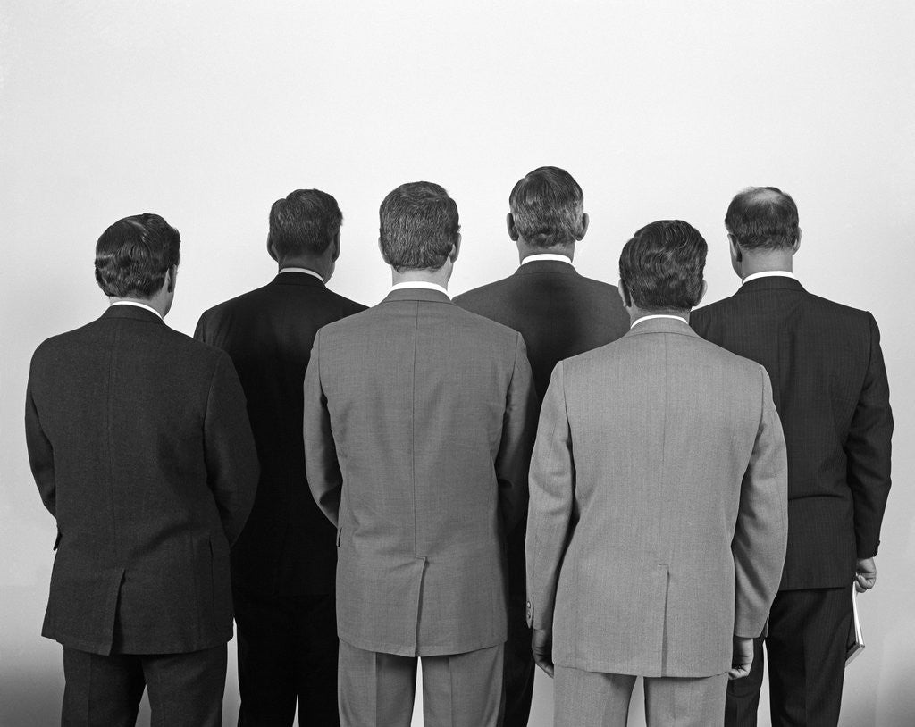Detail of 1960s Backview Of Six Business Men by Anonymous