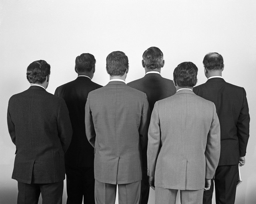 Detail of 1960s Backview Of Six Business Men by Corbis