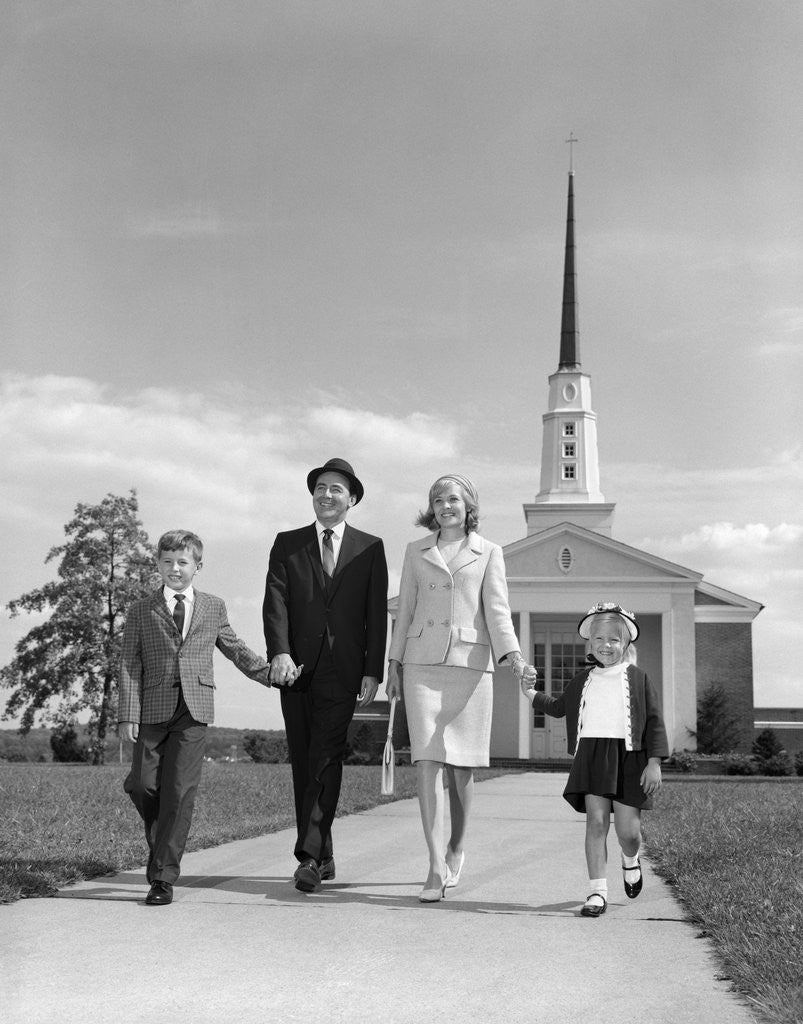 Detail of 1960s Family Walking From Church by Anonymous