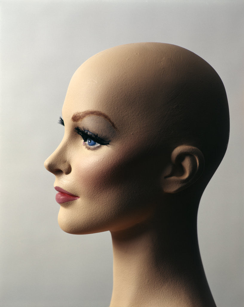 Detail of 1970s Profile Of Bald Female Mannequin Head by Anonymous