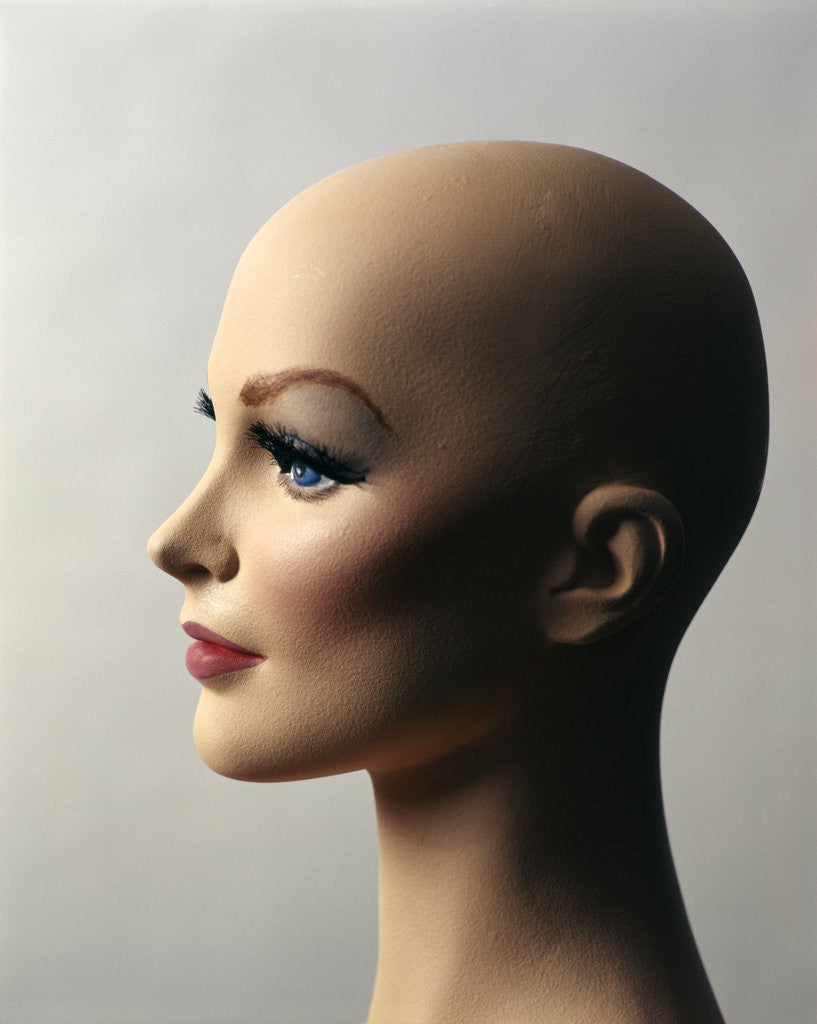 Detail of 1970s Profile Of Bald Female Mannequin Head by Corbis