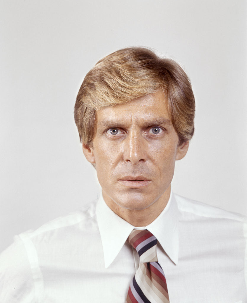 Detail of 1970s Portrait Of Intense Businessman Salesman In Shirt Sleeves Looking At Camera by Corbis