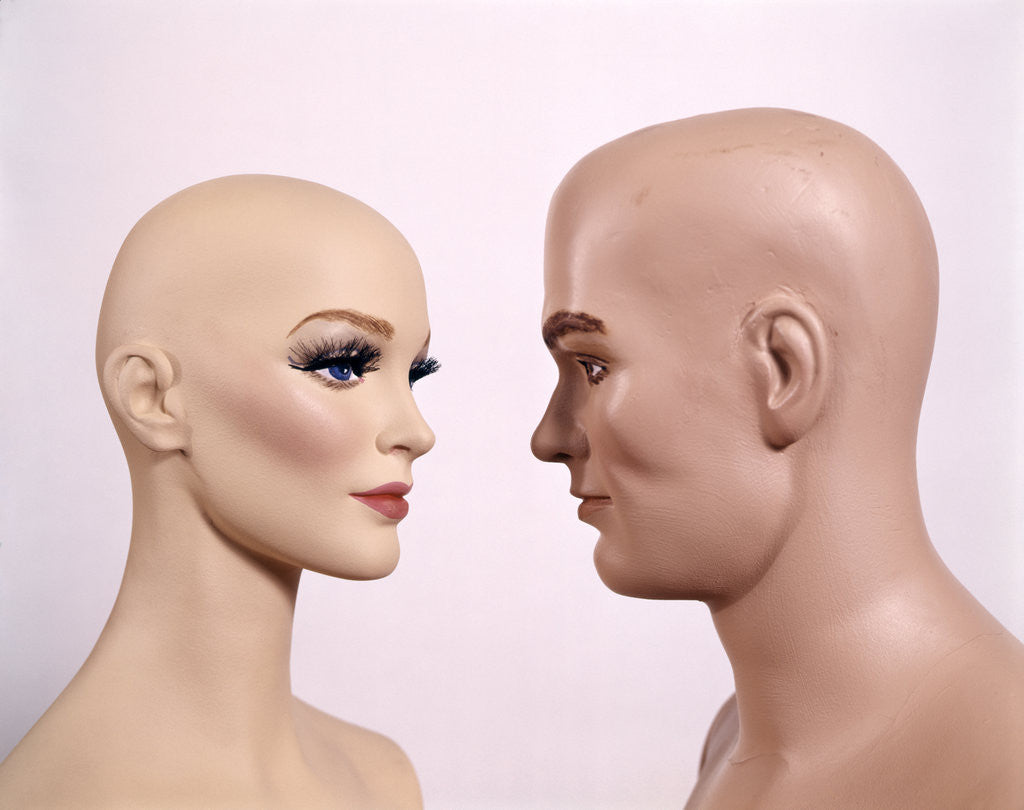 Detail of Couple Man Woman Male Female Bald Mannequin Dummy Model by Anonymous